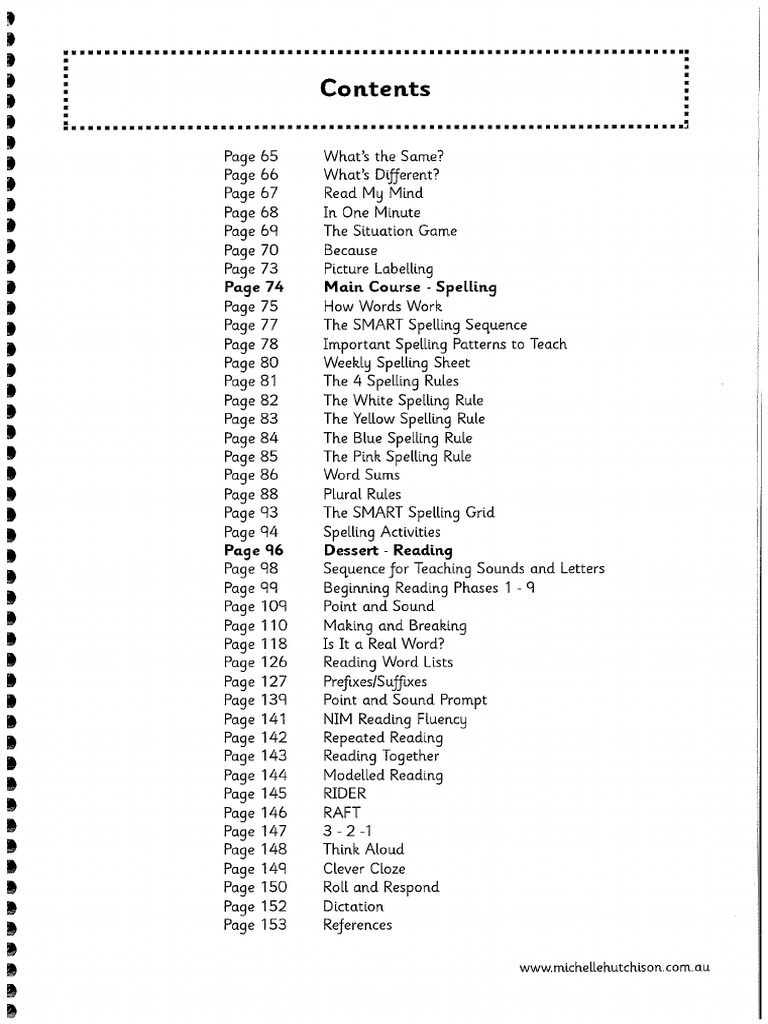 The Literacy Restaurant Book Pg 5 - Contents 2 | PDF