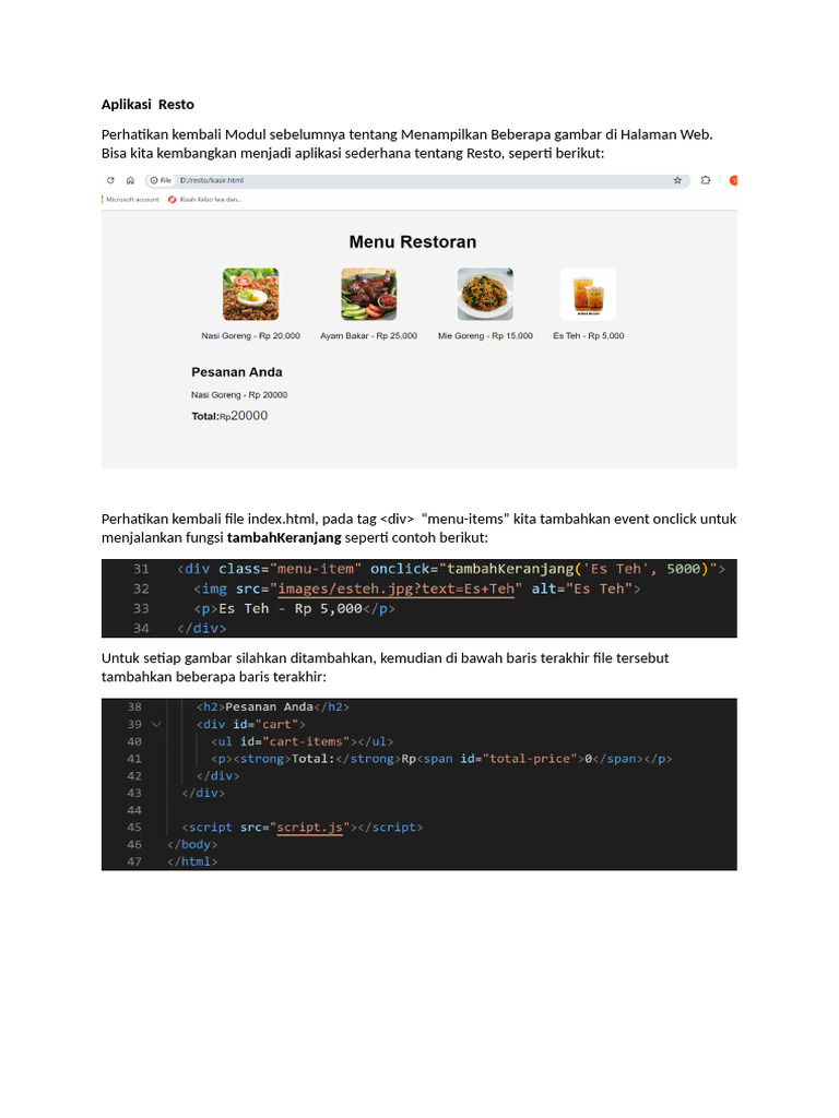 Aplikasi Resto: Pengembangan Web Sederhana | PDF