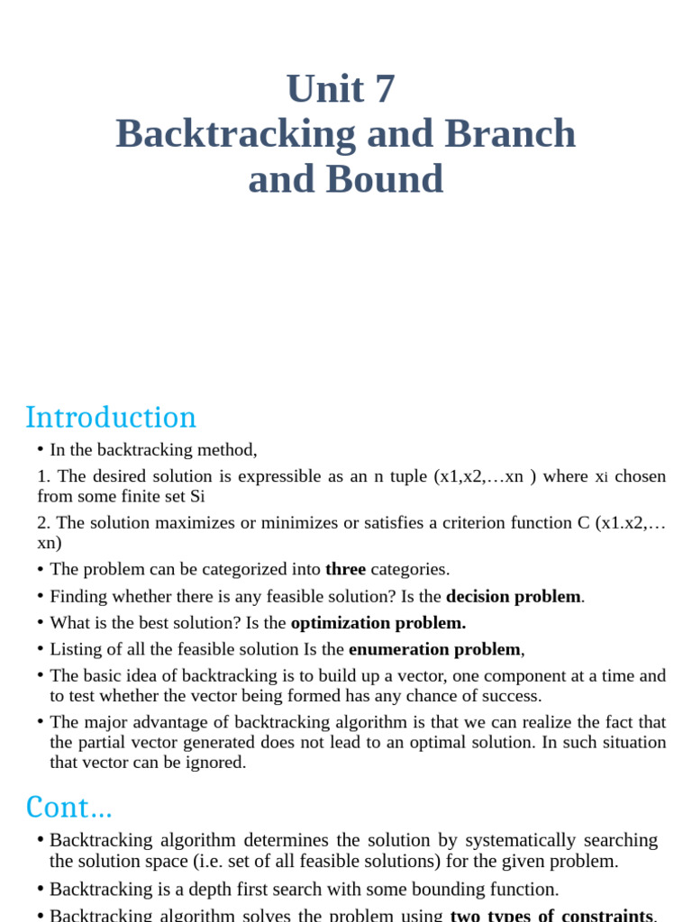 Backtracking and Branch and Bound Methods | PDF | Function (Mathematics ...