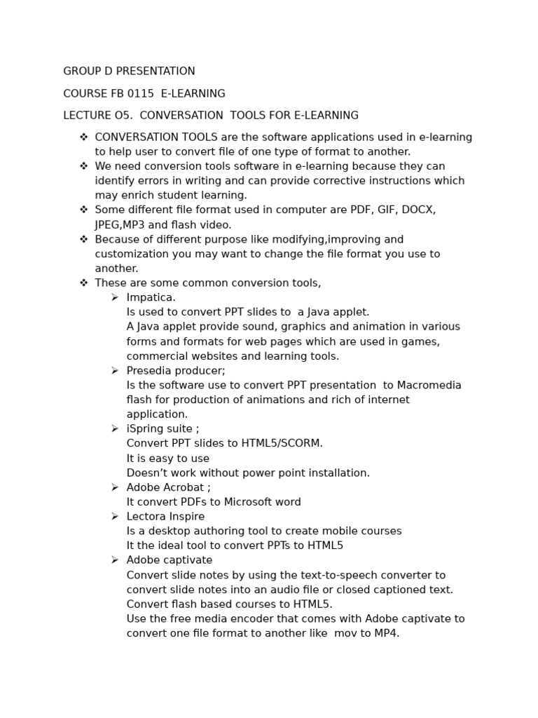 Essential E-Learning Conversion Tools | PDF
