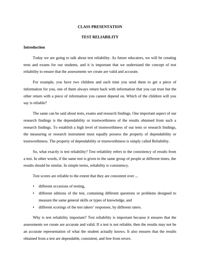 Understanding Test Reliability in Education | PDF | Cronbach's Alpha ...