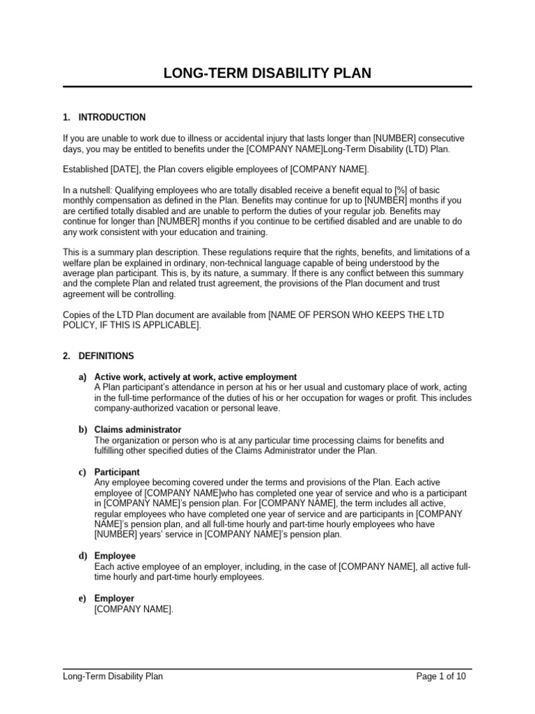 Disability Plan Long-Term | PDF | Social Security (United States) | Salary