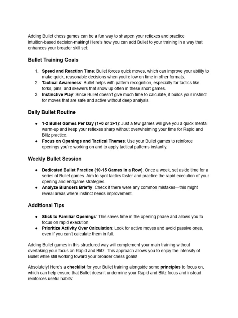 Bullet Chess Training Strategies | PDF | Chess | Traditional Board Games