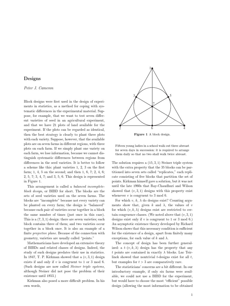 Understanding Balanced Incomplete Block Designs | PDF | Discrete ...