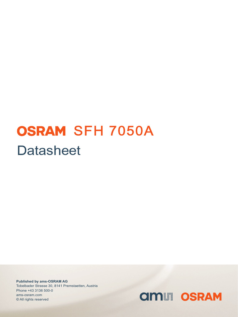 SFH 7050A Biomonitoring Sensor Datasheet | PDF | Infrared | Electricity
