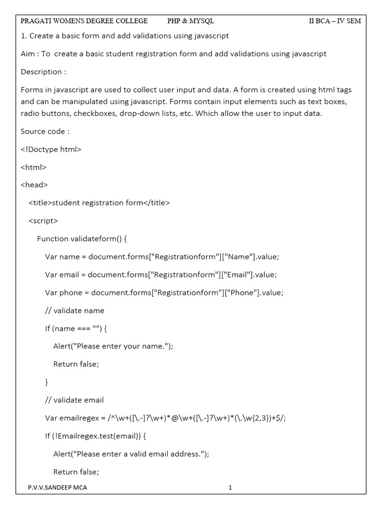 PHP Programs for BCA Lab Manual | PDF | Php | Http Cookie