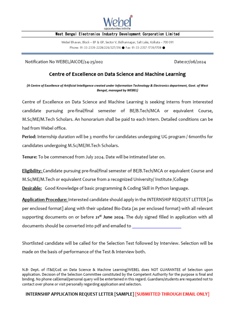 Internship Programme Data Science And Machine Learning Pdf