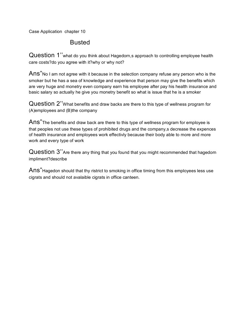 Case Application Chapter 10 | PDF