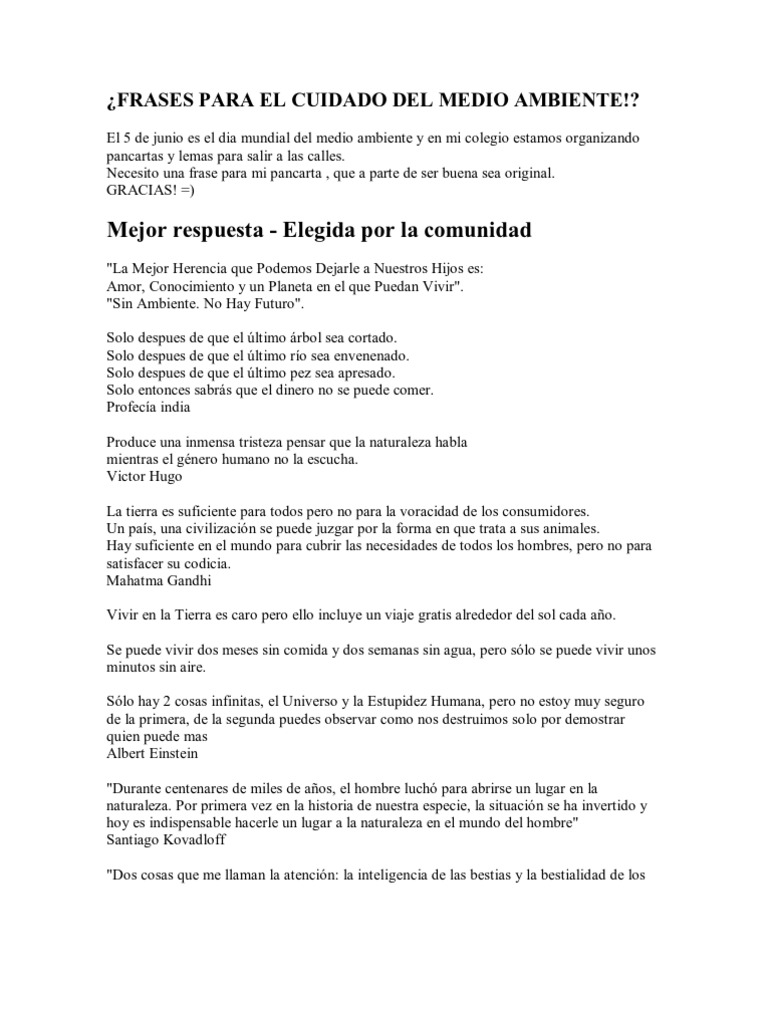 Frases para el Cuidado del Medio Ambiente | PDF