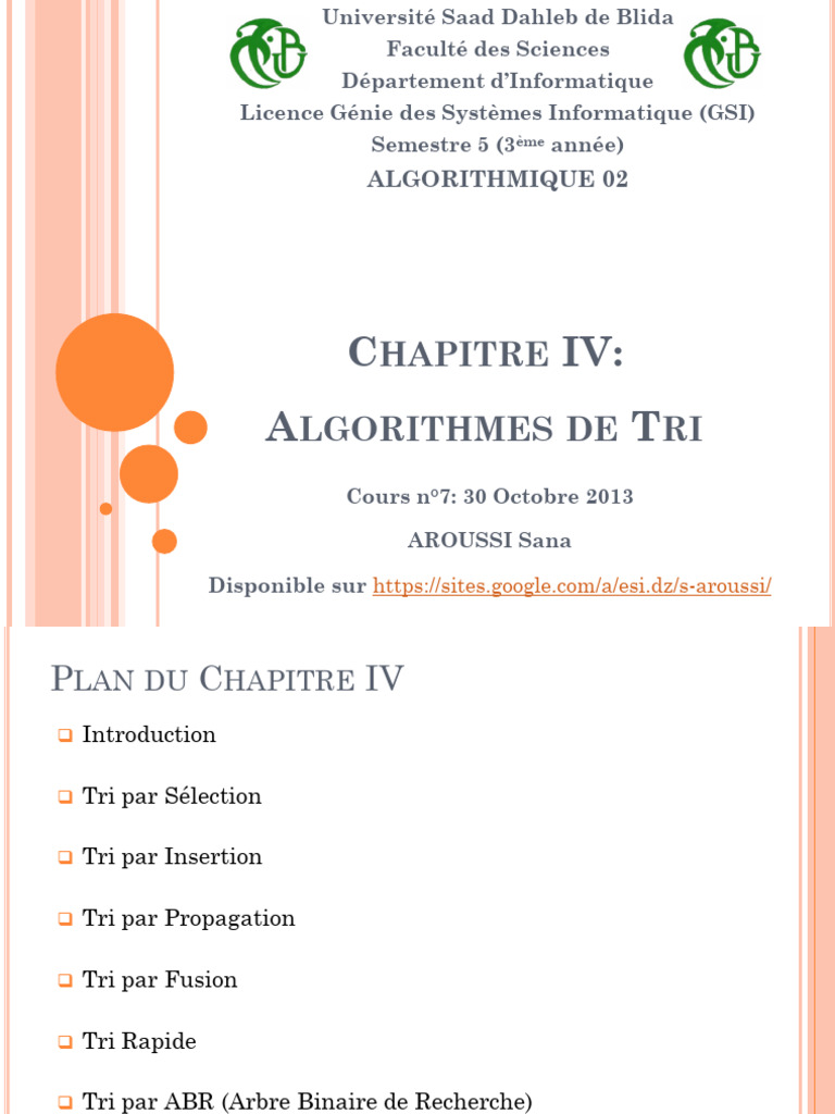 Algorithmes de Tri en Informatique | PDF | Informatique théorique ...