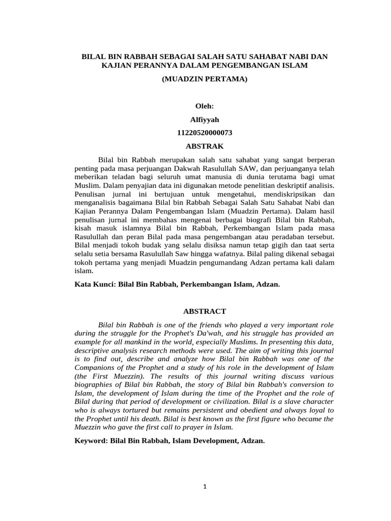 Peran Bilal Bin Rabbah dalam Islam | PDF