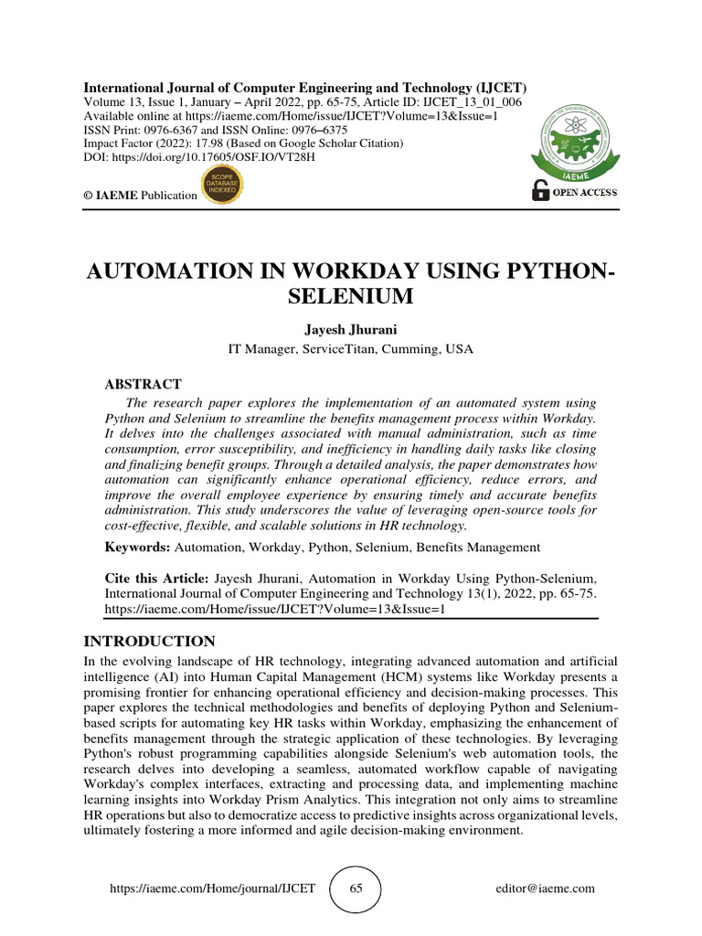 Automation in Workday Using Python Selen | PDF | Automation | Selenium ...