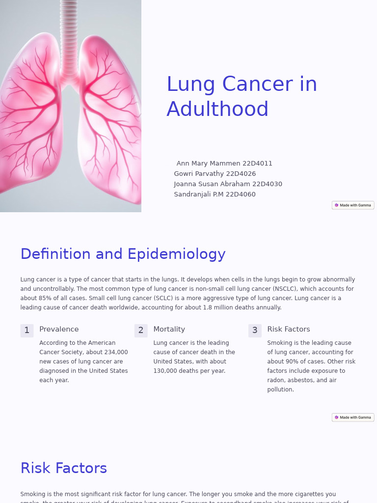 Lung Cancer in Adulthood | PDF | Lung Cancer | Cancer