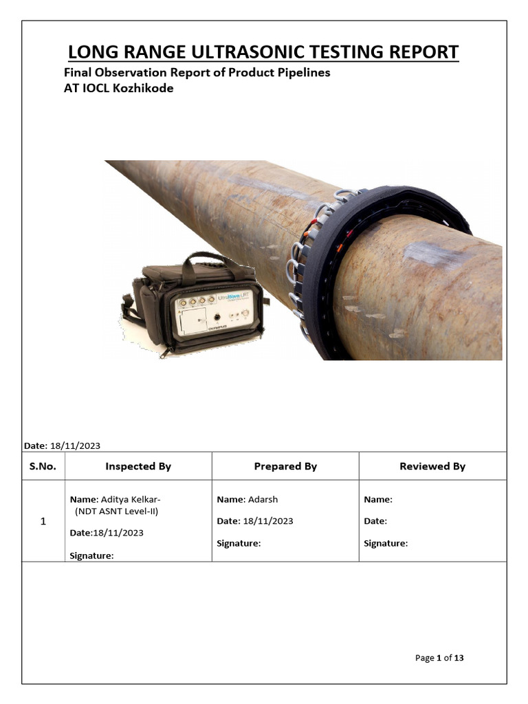 Long Range Ultrasonic Testing Report | PDF | Mechanical Engineering ...