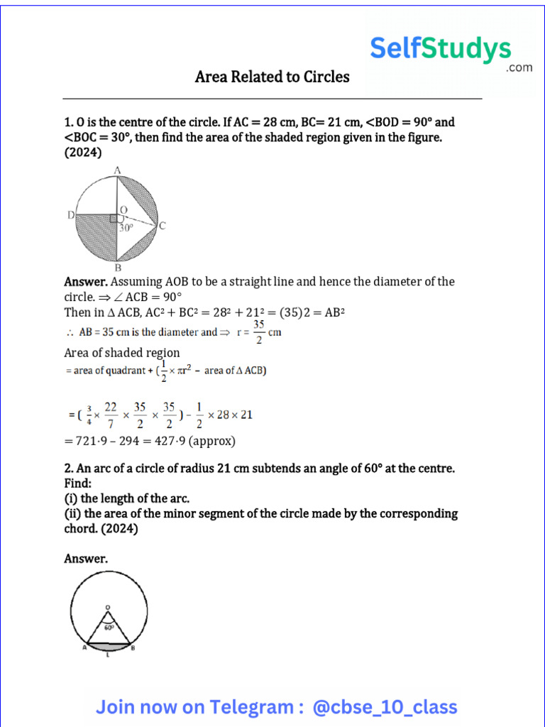 Area and Perimeter of Circles | PDF