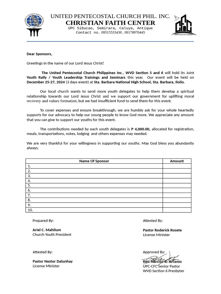 Youth Rally Fundraising Appeal 2024 | PDF