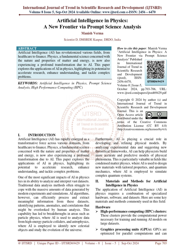 Artificial Intelligence in Physics A New Frontier Via Prompt Science ...