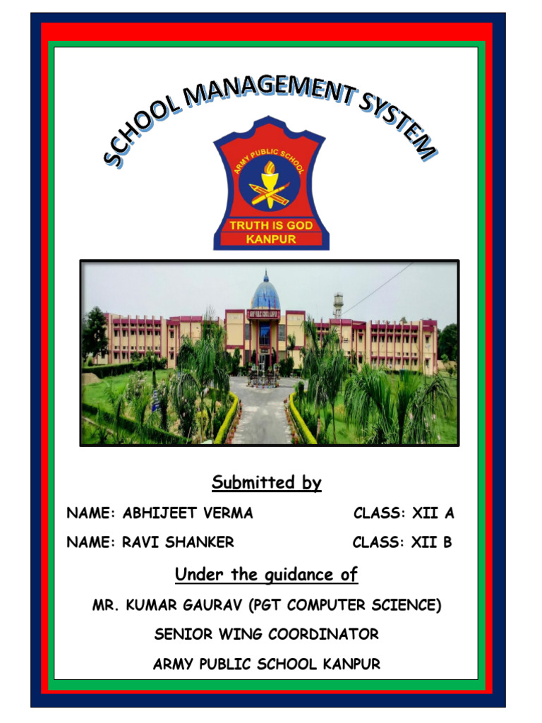 School Management System Project Report | PDF | Software | Computing