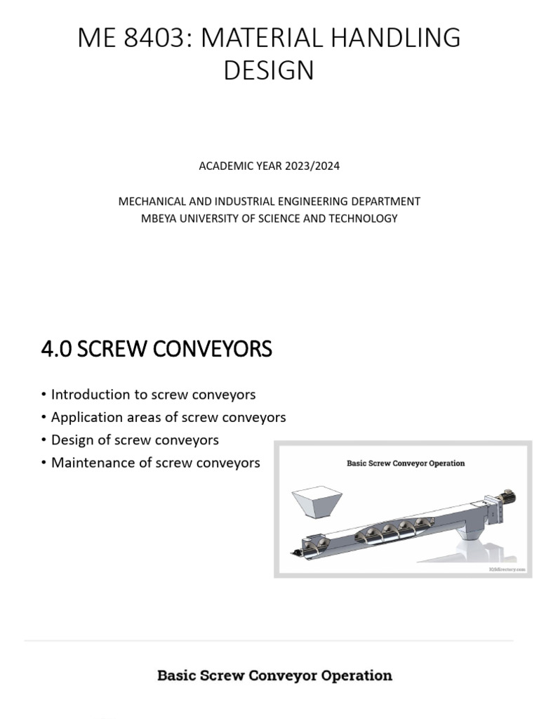 Screw Conveyor Design and Types | PDF