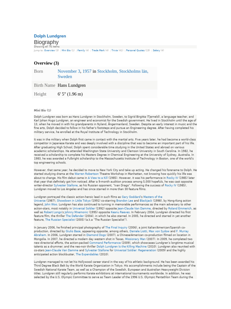 The Action Pioneer: A Comprehensive Look at the Films of Dolph Lundgren