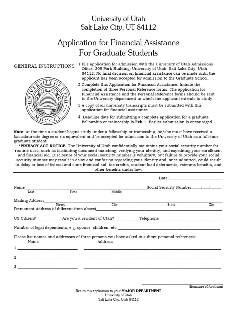 Graduate Financial Assistance Application | PDF | Thesis | Postgraduate ...