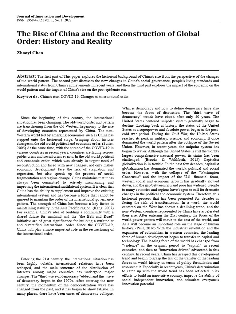 China's Rise and Global Order Changes | PDF | China | World Politics