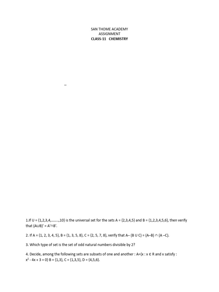 Class 11 Chemistry & Math Assignments | PDF | Isomer | Methyl Group