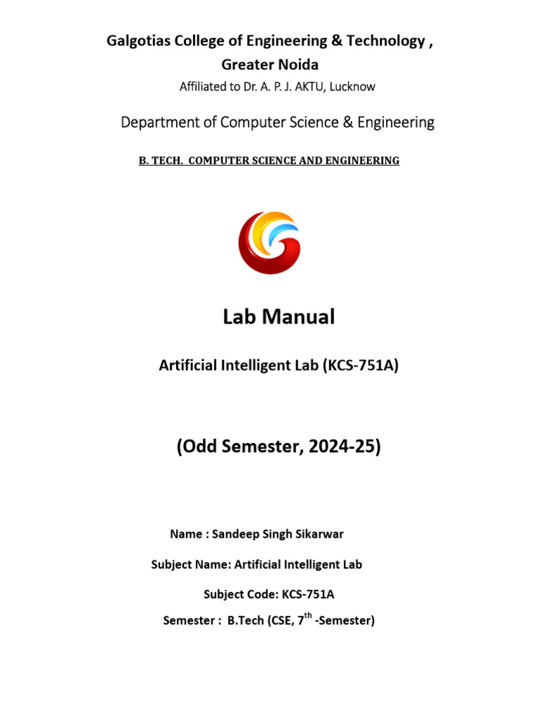 Prolog Lab Manual for AI Course | PDF | Software Engineering | Computer ...
