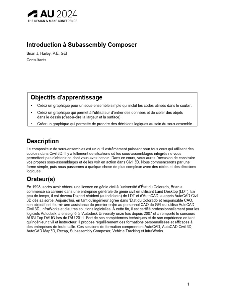 Guide sur Subassembly Composer | PDF | AutoCAD | Autodesk
