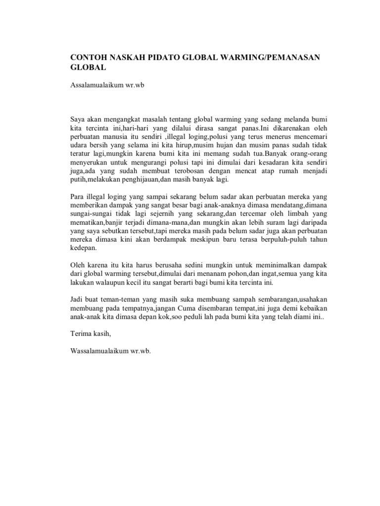 Teks Pidato Persuasif Tentang Pemanasan Global Terbaru Kumpulan Referensi Teks Pidato