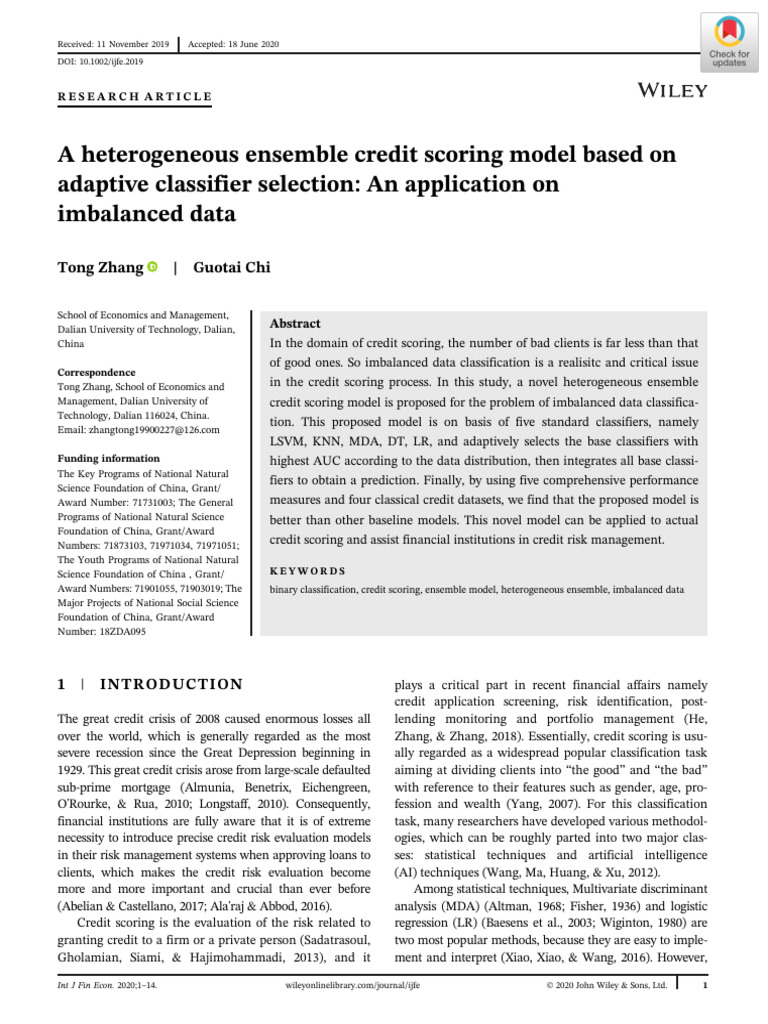 Adaptive Ensemble Credit Scoring Model | PDF | Support Vector Machine ...
