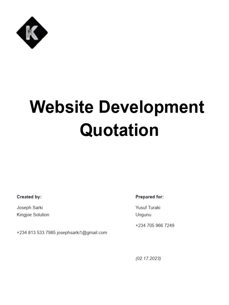 Website Development Quote Template PDF Websites Banks Website Development Quote Template PDF Websites Banks