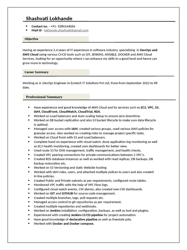 Resume 2024 | PDF | Cloud Computing | Amazon Web Services