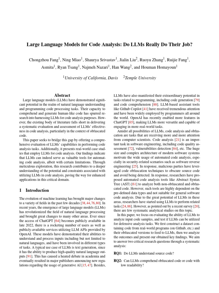 Evaluating LLMs for Code Analysis | PDF | Computer Programming ...