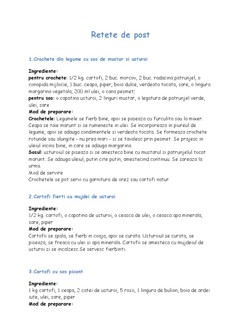 Retete de Post | PDF