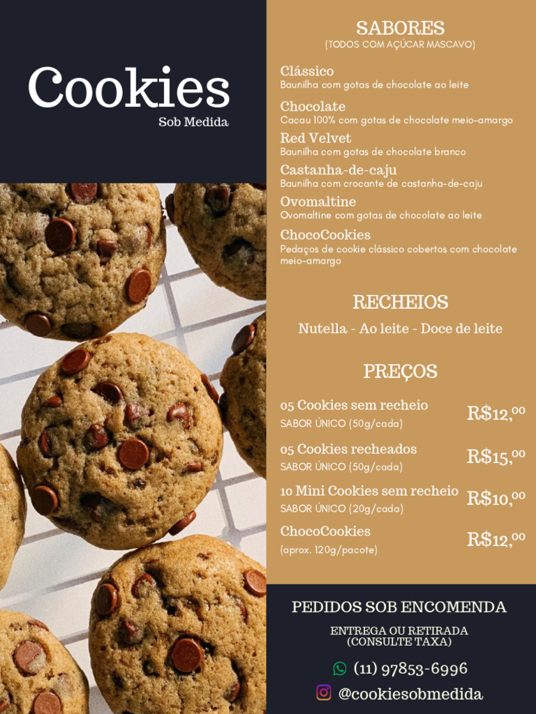 Cardápio de Cookies Sob Medida | PDF