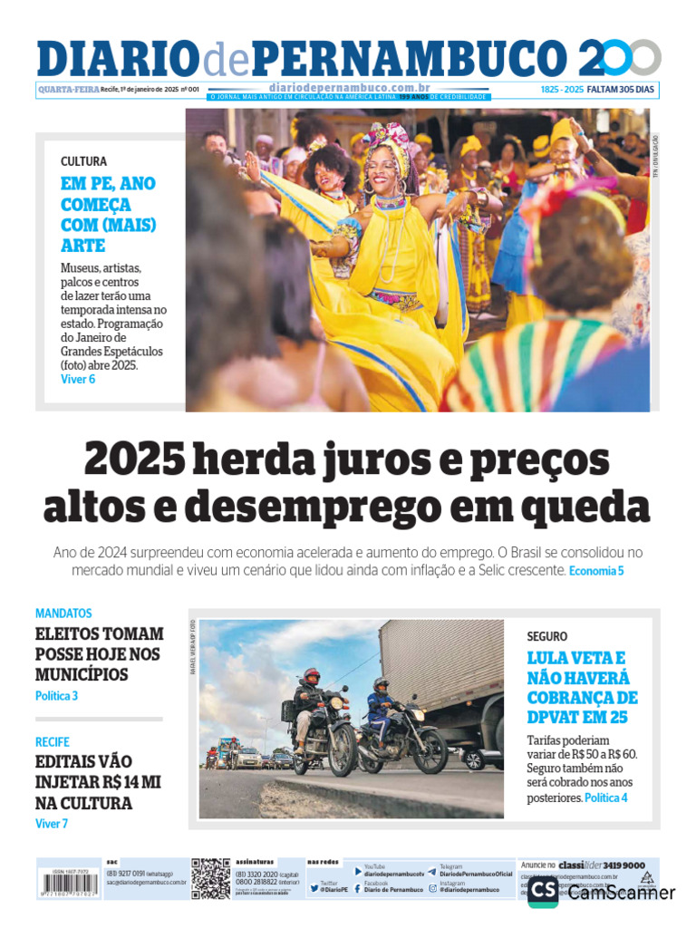 Diário de Pernambuco (1°. - 01 - 2025) PDF | PDF | Inflação | Brasil