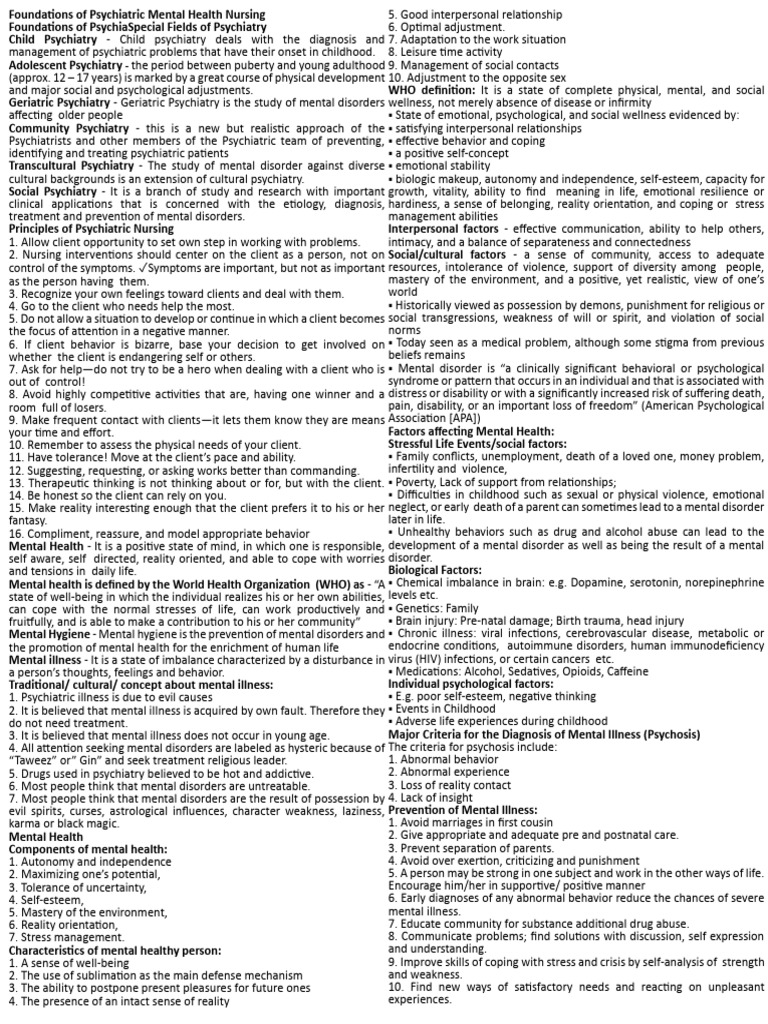 Foundations of Mental Health Nursing | PDF | Personality Disorder | Id