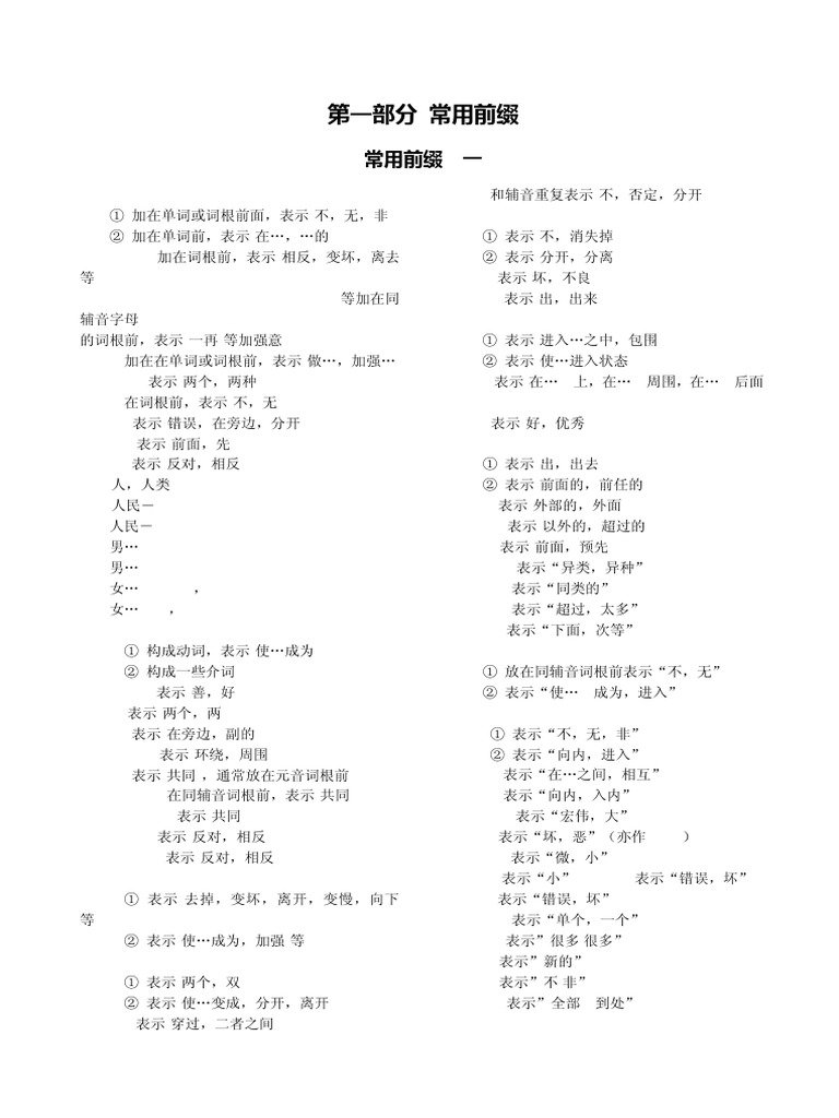 英语常用词根词缀表 (排版整齐) | PDF