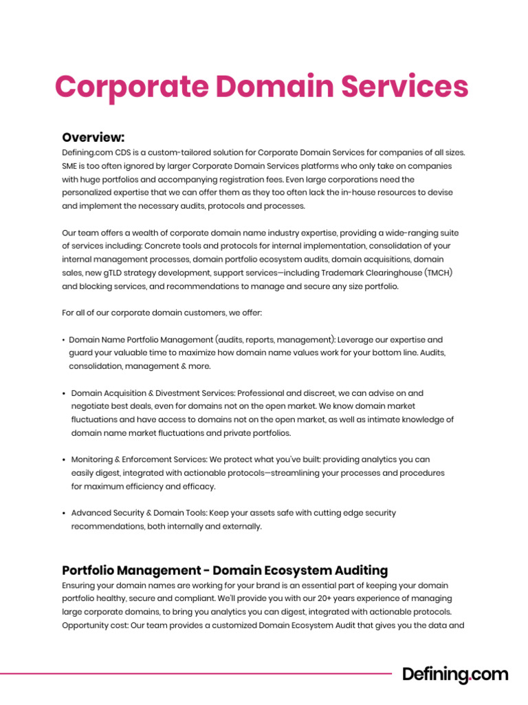 Custom Corporate Domain Services Solutions | PDF | Domain Name | Business