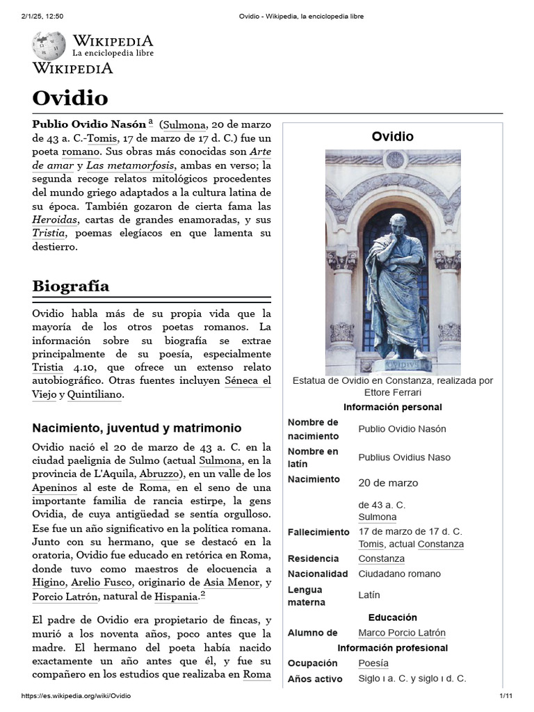 Biografía de Publio Ovidio Nasón | PDF | Ovidio