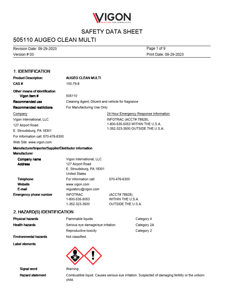 Au Geo Clean Multi Sds | PDF | Firefighting | Personal Protective Equipment