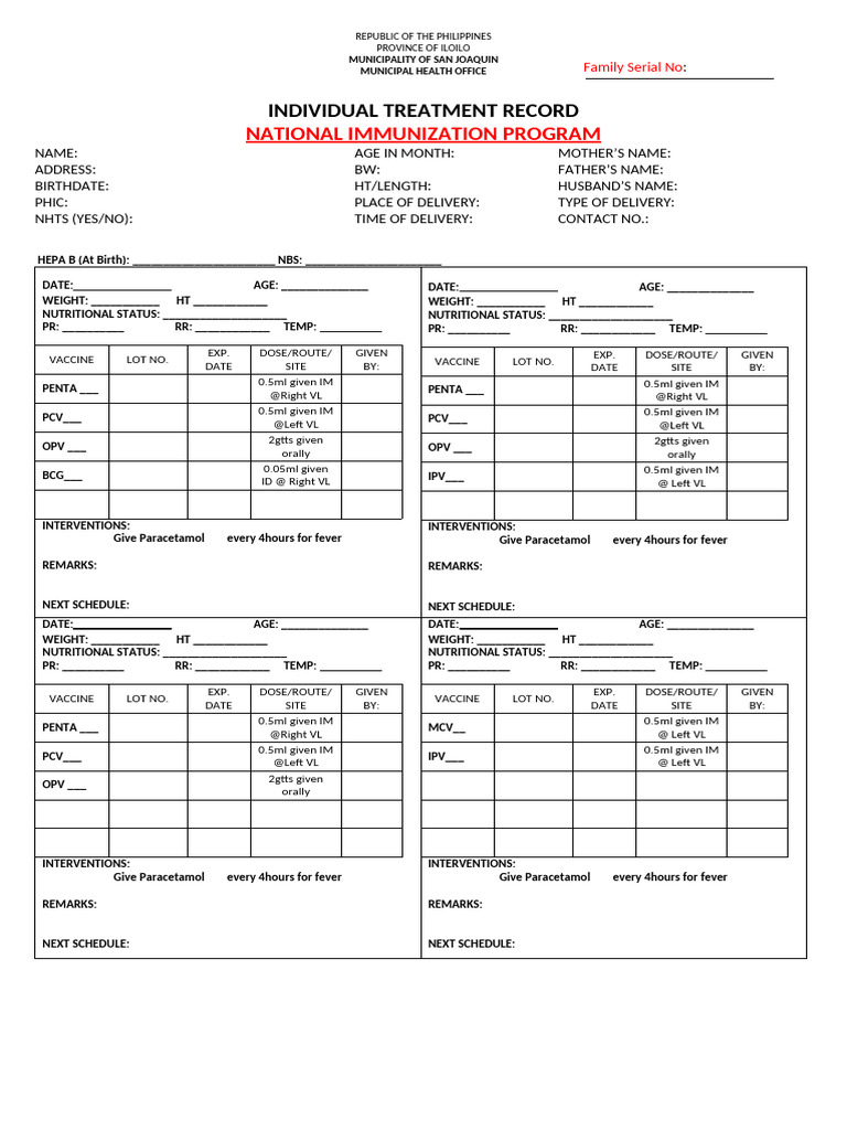 Baby Immunization Record Template | PDF | Immunology | Public Health