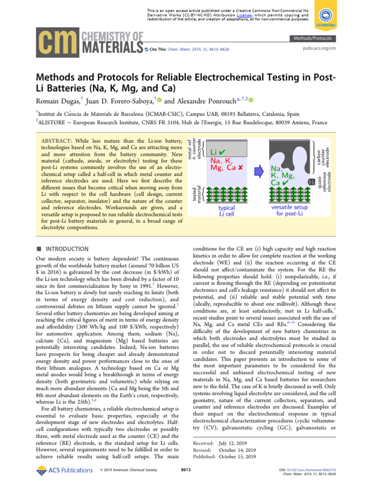 Reliable Testing for Post-Li Batteries | PDF | Electrochemistry ...