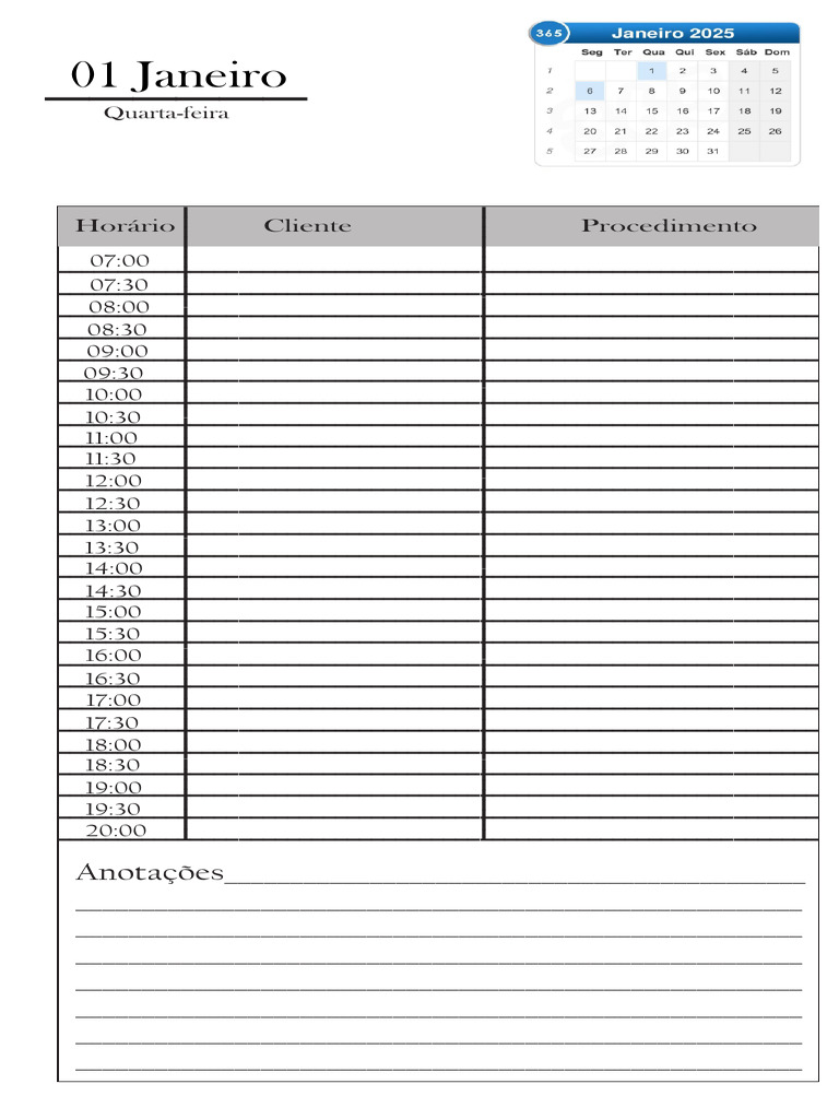 Agenda de Atendimento Semanal | PDF