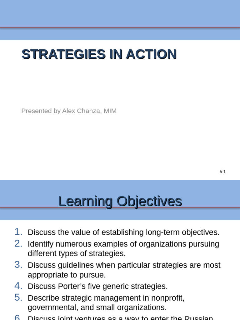 Strategies in Action 5ppt | PDF | Strategic Management | Private Sector