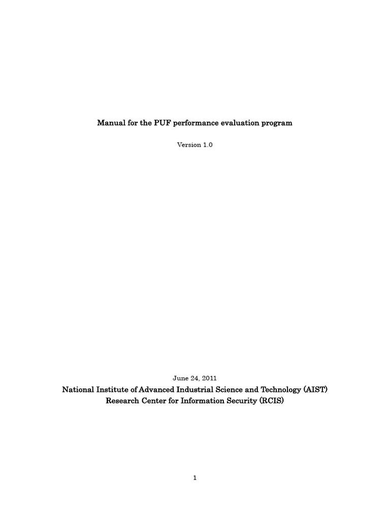 PUF Performance Evaluation Manual | PDF | Computing
