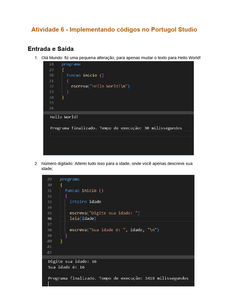 Códigos e Algoritmos no Portugol Studio | PDF