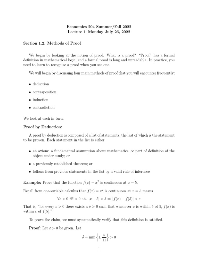 Lecture 1 | PDF | Mathematical Proof | Syntax (Logic)