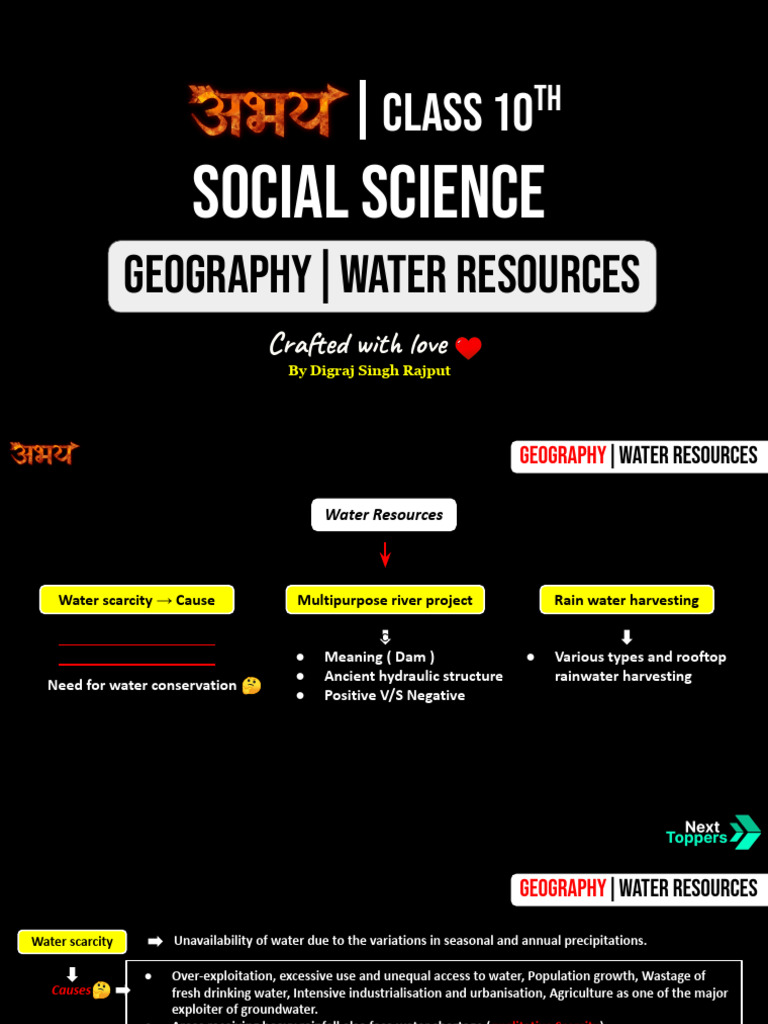 Class 10 Water Resources Notes by Digraj | PDF | Dam | Irrigation